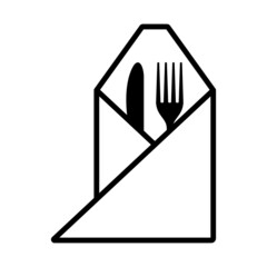 Icon Of Fork And Knife Wrapped In Napkin