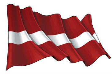 Waving Flag of Latvia