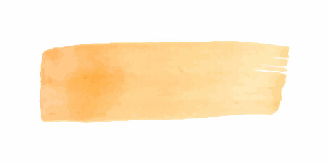 Wide orange watercolor brush stroke. Paint spot on a white background. Vector graphics