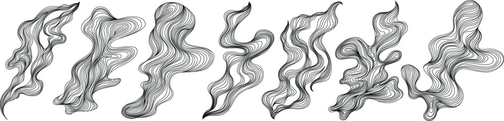 Set of abstract shapes. Ink painting style abstract composition. Hand drawn Vector illustrations
