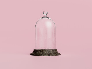 Empty glass dome on colored background © STA