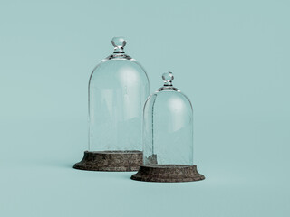 Empty glass dome on colored background © STA