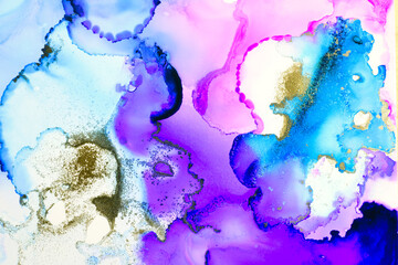 カラフルなアルコールインクアート