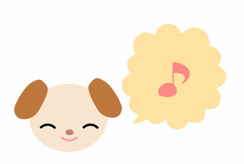 犬　垂れ耳　吹き出し　音符