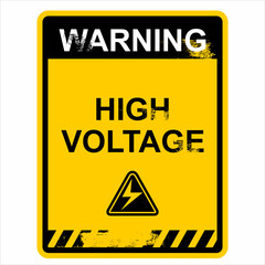 Warning, high voltage, sign label