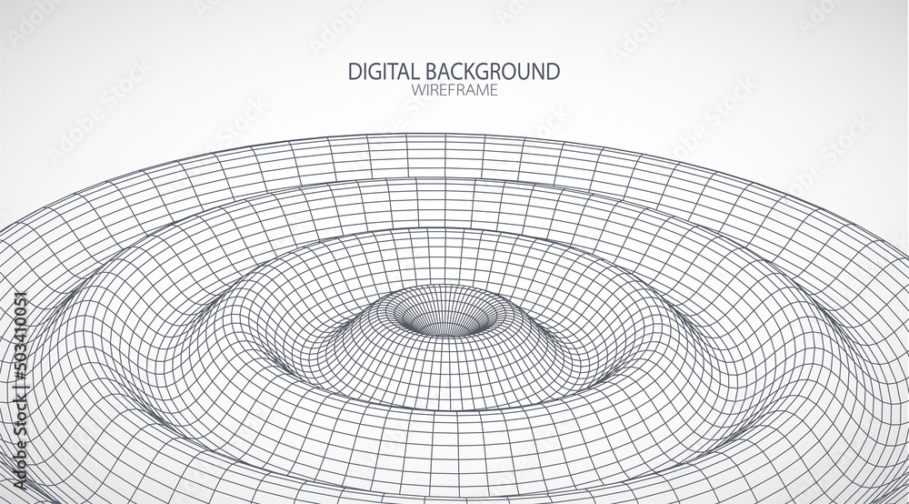 Poster Abstract background with waves. 3D surface. Template for science and technology presentation.