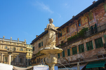 Madonna Verona Fountain on the Piazza delle Erbe in Verona