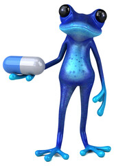 Fun blue frog - 3D Illustration