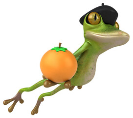 Fun french frog - 3D Illustration