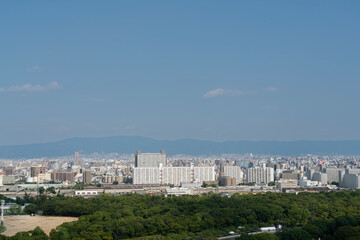 大阪城から撮影した大阪市街地の全景
