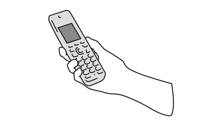 電話の受話器を持つ手元