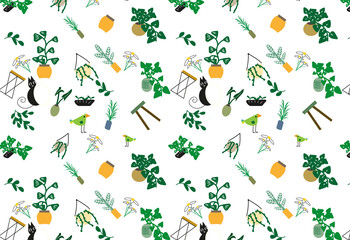 Plant pattern illustration on white