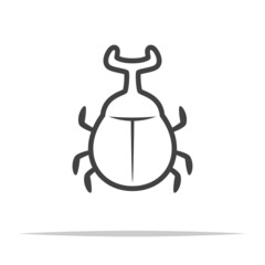 Horned beetle outline icon vector isolated