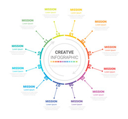 Infographic elements half circle design for 12 options, steps or processes