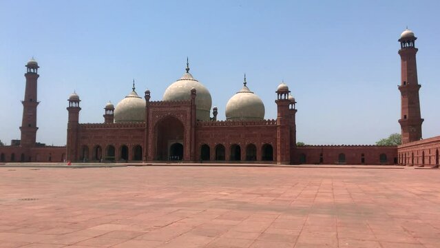 Badshahi mosque at Walled city of Lahore in Punjab, Pakistan. Muslim prayer area