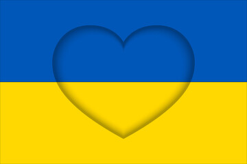 Heart on Ukrainian flag. Flag of Ukraine. Vector illustration.