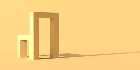 Abstract background of geometric figures. Giant doors with elongated shadows. Copy space. 3D illustration.