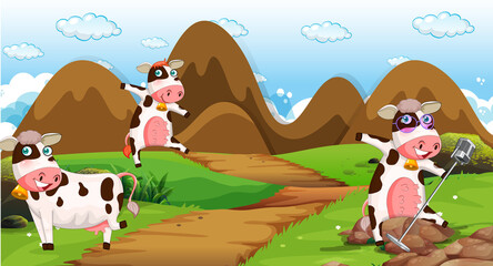 Obraz na płótnie Canvas Scene with cows in the park