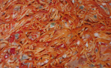 a close-up with mold on food