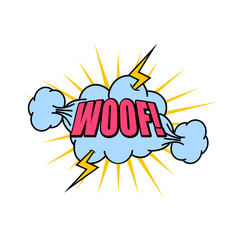 Angry comic speech bubble with woof expression sign
