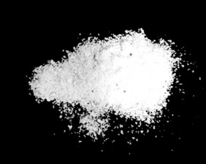Obraz na płótnie Canvas White powder explosion isolated on Dark background. White dust particles splash. Powder Explosion dust explodes Holy Festival.