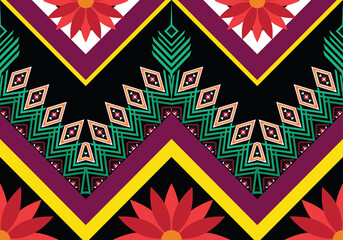 Geometric ethnic flower pattern for background,fabric,wrapping,clothing,wallpaper,batik,carpet,embroidery style	