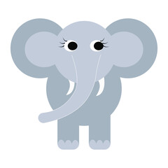 Elephant. Cute animals in flat style. Vector illustration. 