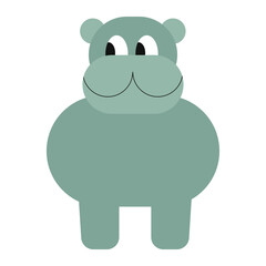 Hippo. Cute animals in flat style. Vector illustration. 