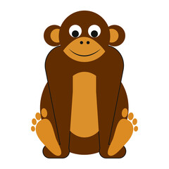 Monkey. Cute animals in flat style. Vector illustration.  - obrazy, fototapety, plakaty