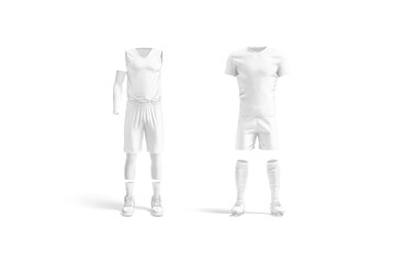Blank white soccer and basketball uniform mockup, front view