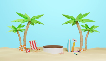 Fototapeta premium 3d rendering of summer sale podium for product presentation.
