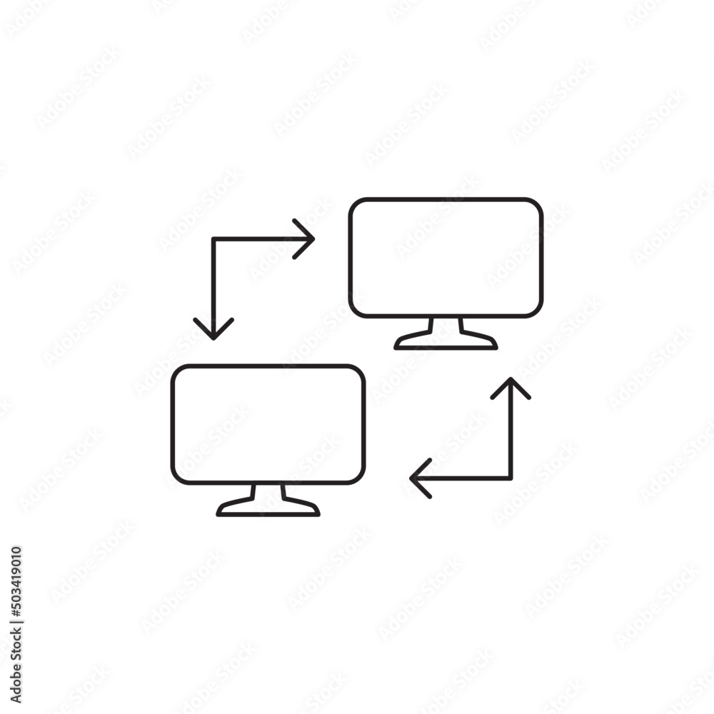 Poster network computer connected icon in line style icon, style isolated on white background