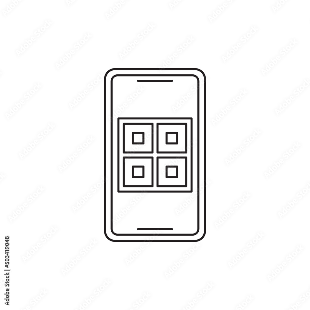 Poster qr code on smartphone icon in line style icon, style isolated on white background