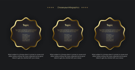 Set of gold shapes buttons template design for chart template, A group of golden chart used in business and finance element vector, illustration