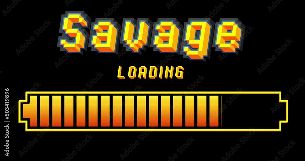 Poster savage text with loading, downloading, uploading bar indicator. download, upload on computer screen.