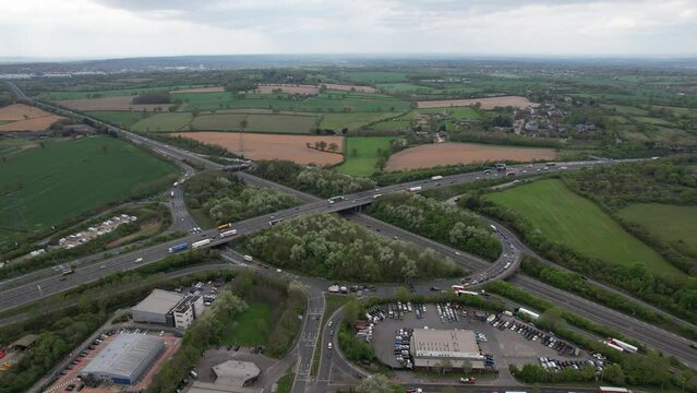 M25 motorway and A1 junction drone aerial view