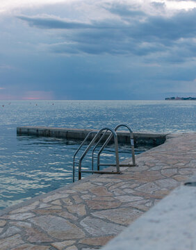 Mediterranean shore after sunset.