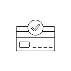 confirm or approved credit card payment icon in line style icon, style isolated on white background