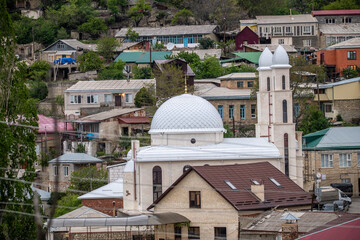 panoramic view of the mountains ancient settlements and gorges on a spring sunny day