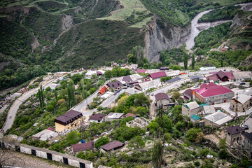 panoramic view of the mountains ancient settlements and gorges on a spring sunny day