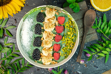 Fresh and delicious organic vegan fruit bowl