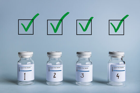 Row of vials with vaccine