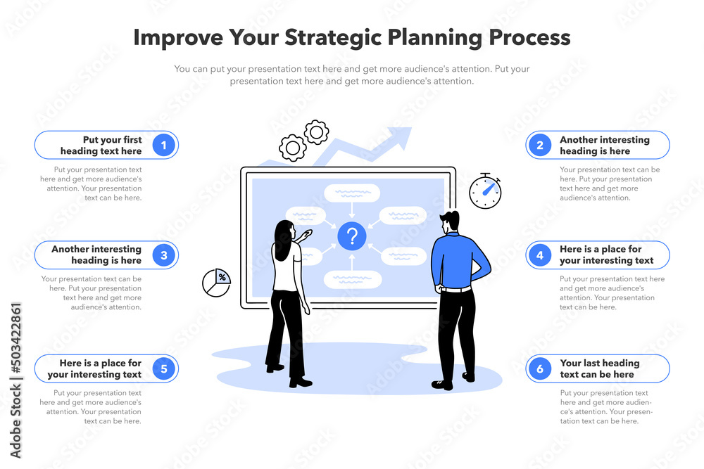 Aufkleber simple infographic template for strategic planning process. easy to use for your website or presenta