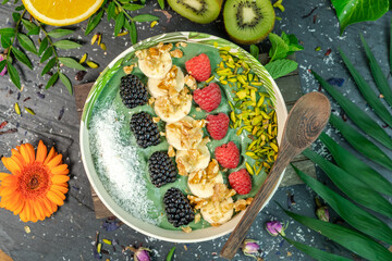 Fresh and delicious organic vegan fruit bowl