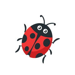 Cartoon Ladybug, Funny Insect Character With Cute Face and Big Eyes. Pest Control Service Mascot, Design Element