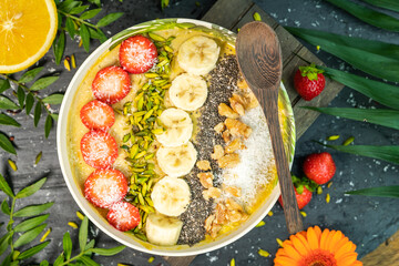 Fresh and delicious organic vegan fruit bowl