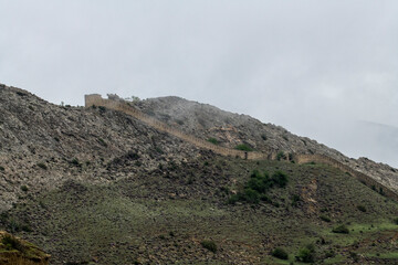 panoramic view of the mountains ancient settlements and gorges on a spring sunny day