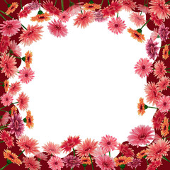 Obraz premium Watercolor floral square frame with different gerberas. Lovely hand drawn frame use for postcards, invitations and greetings cards.