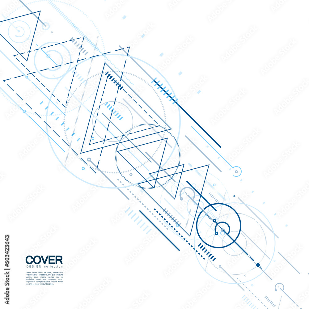 Poster Network connection technology. Vector connect dots and lines. Abstract triangular concept
