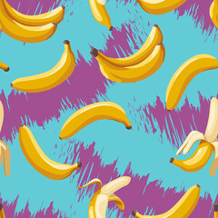 Fototapeta na wymiar banana pattern on the background of stripes